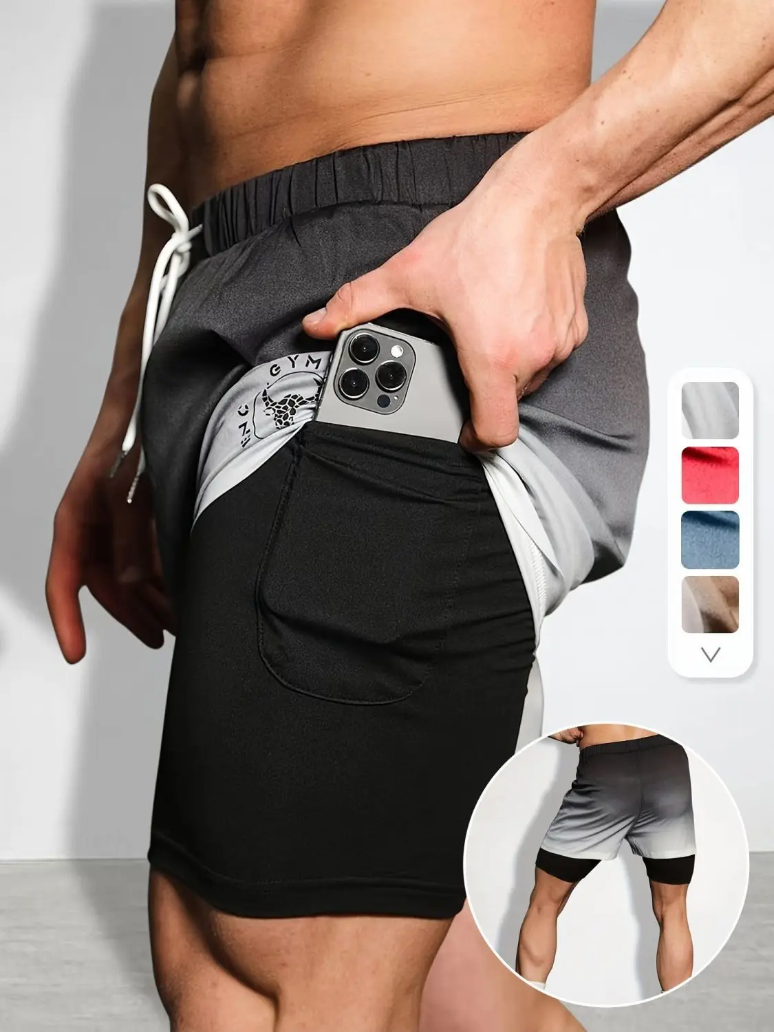 2026 Sommer neue europäische und amerikanische Herren-Sport- und Freizeit-Shorts, atmungsaktive, schweißabsorbierende, schnell trocknende Shorts – Detail 5