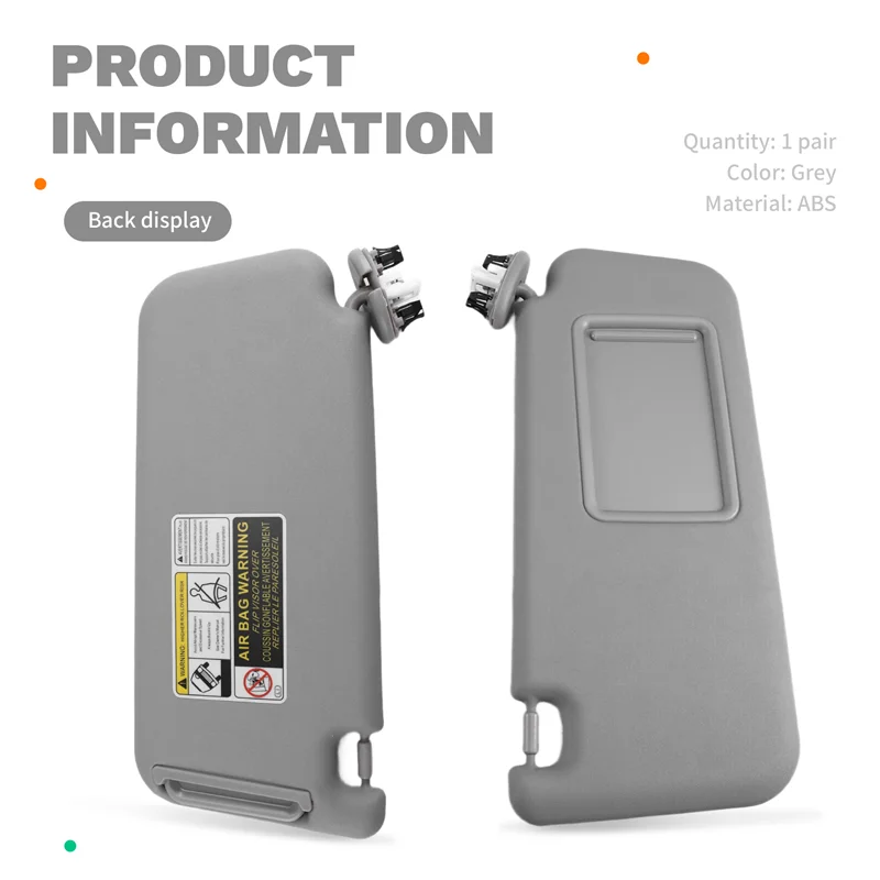 

1 Pair Gray Sun Visor Left & Right 74320-42501-B2 74310-42452-B2 For Toyota RAV4 2006-2013 Car Accessories
