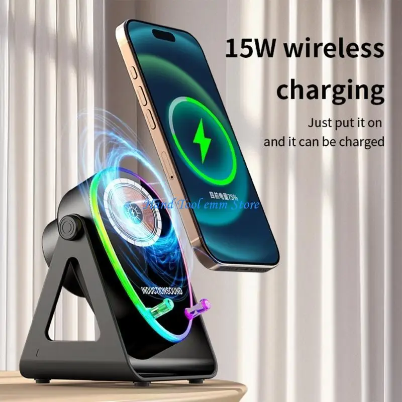 H37F Functional Adjustable Smartphone Stand Combining Wireless Speaker and Charging Platform