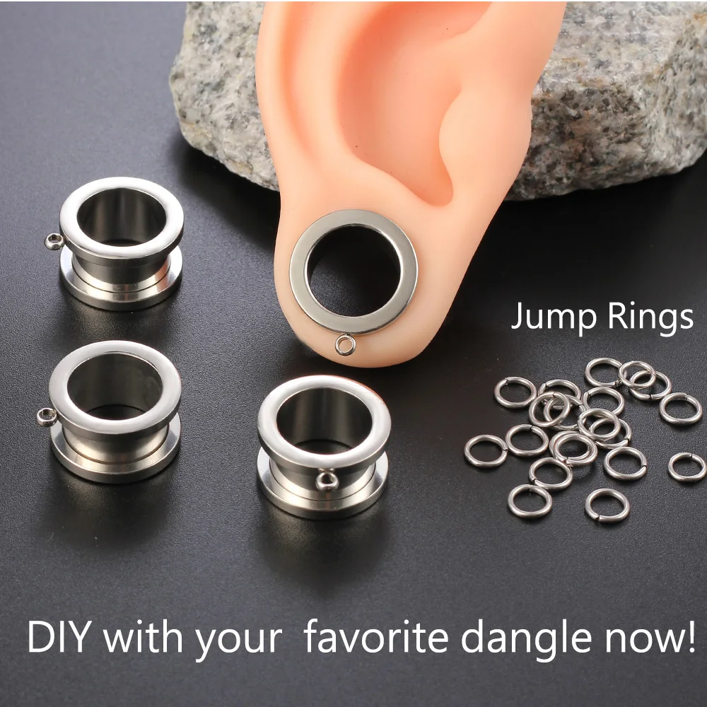 Cavort 10 PCS Wholesale Stainless Steel DIY Allergy Free Basic Dangle Ear Gauge Plugs Tunnels Body Piercing Jewelry Expanders