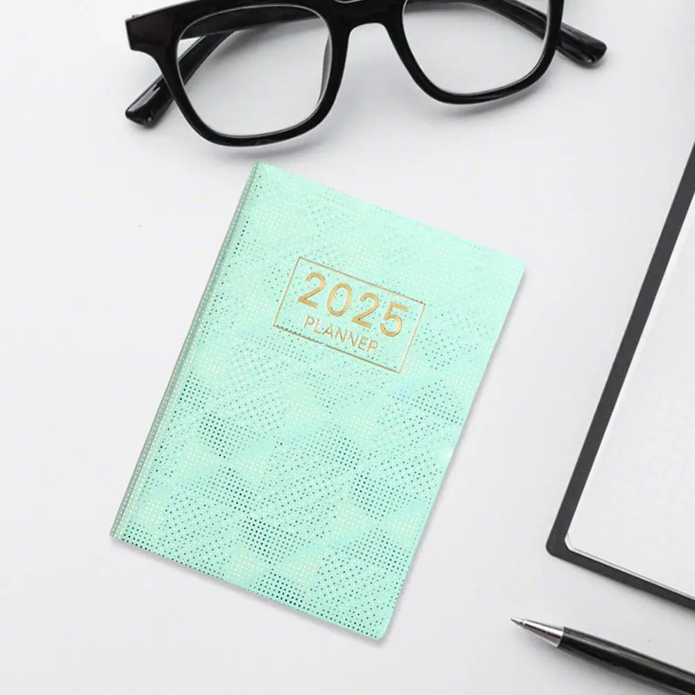 Planner 2025 Pocket Size Faux Leather Notebook with Ink-resistant Paper Smooth Writing Journal Planner for Sellers Premium White