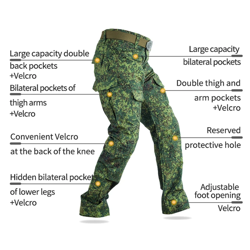 HAN WILD Taktisches Hemd CAMO Kletterkleidung Uniform T-Shirt Jagdhemden Verschleißfestes Kampfhemd Cargohose Knieschützer