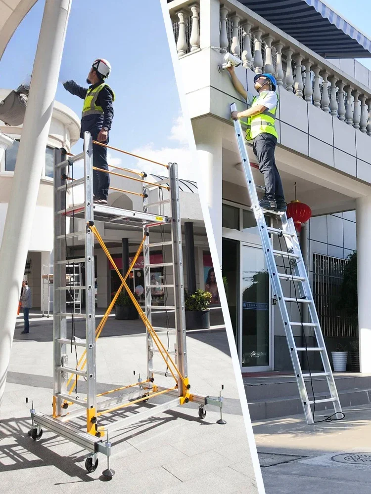 Aluminum alloy scaffold elevator, telescopic ladder, folding and moving engineering ladder, high-altitude platform, cloud ladder view 3
