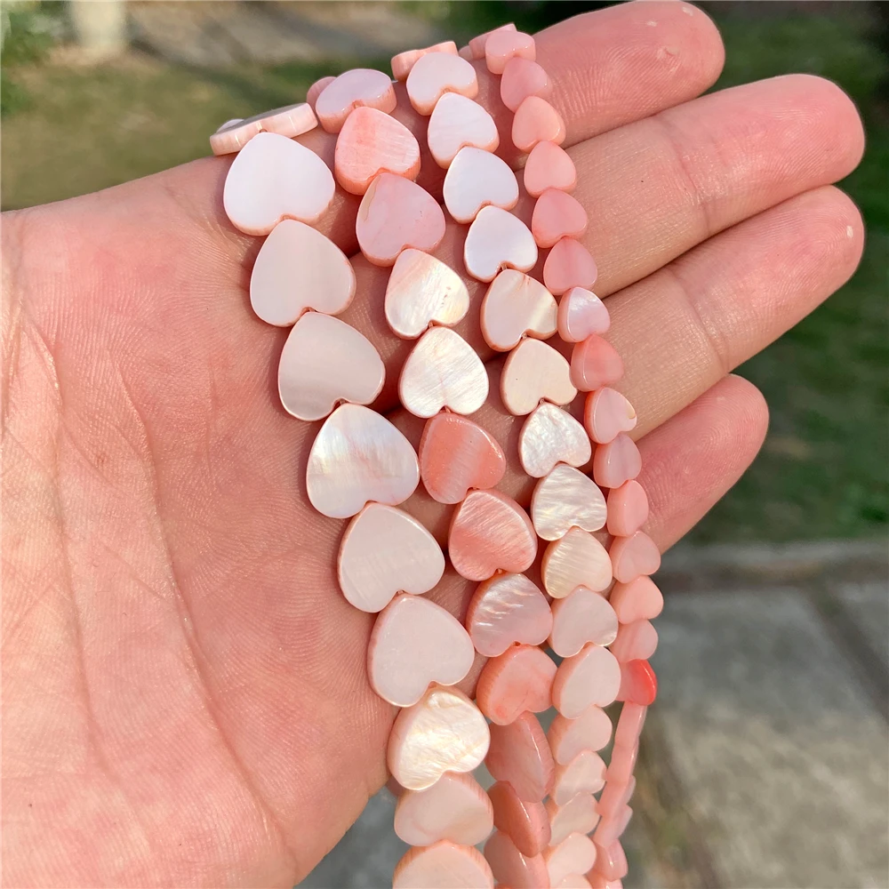 Pink 6 8 10 12mm Love Heart Shape Dyed Shell Beads Mother of Pearls Natural Loose Spacer Shells for Jewelry Making Accessories