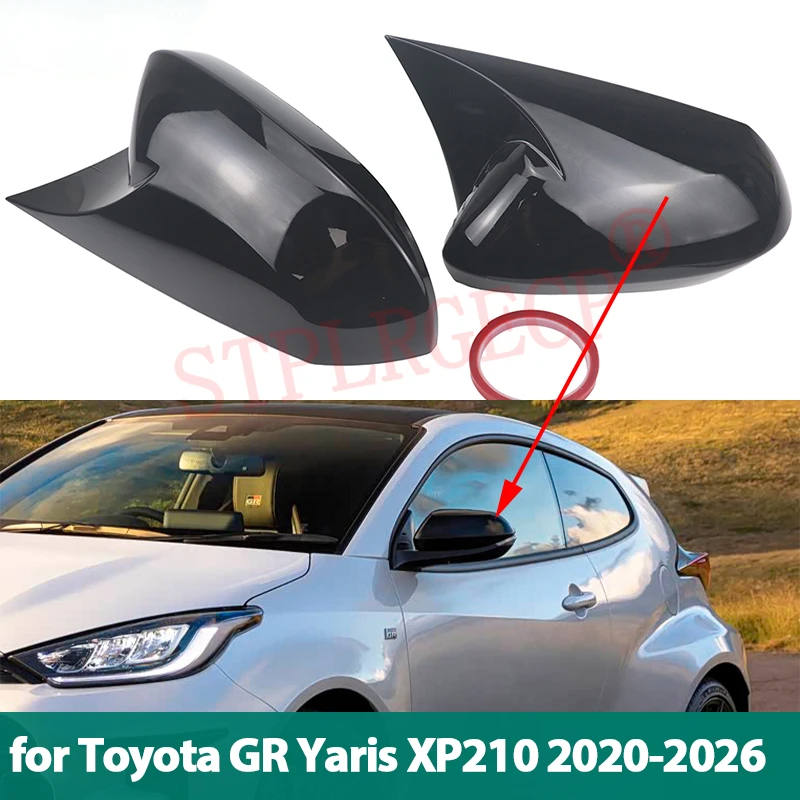 

For Toyota GR Yaris RZ RC XP210 2020-2026 ABS Side Rearview Wing Mirror Cover Caps Shell Trim Horn Style Exterior Parts