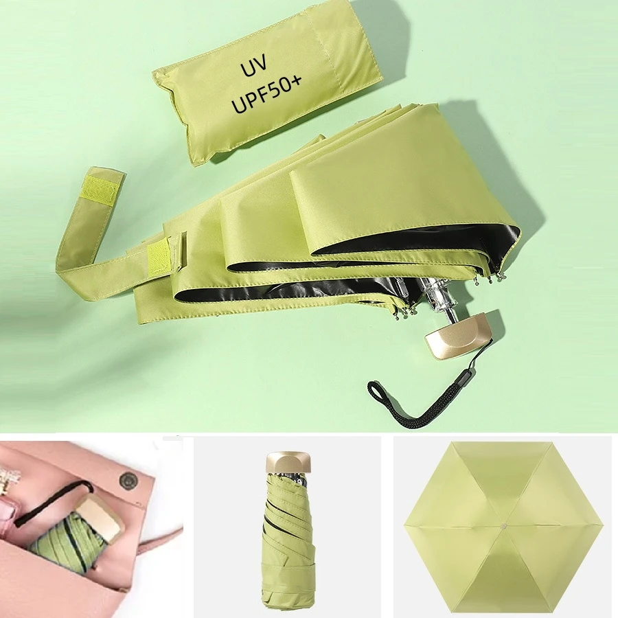 Mini Pocket Umbrella Small Sun Rain Umbrella Vinyl Folding Umbrella UV Ultraviolet Protection Sun Shade Pocket Parasol Capsule