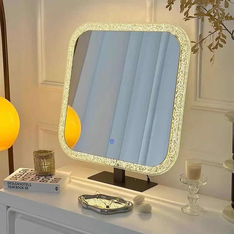 DSA Home Simple Fill Light Makeup Mirror Bedroom Desktop Makeup Beauty Round Mirror Square Mirror Desktop