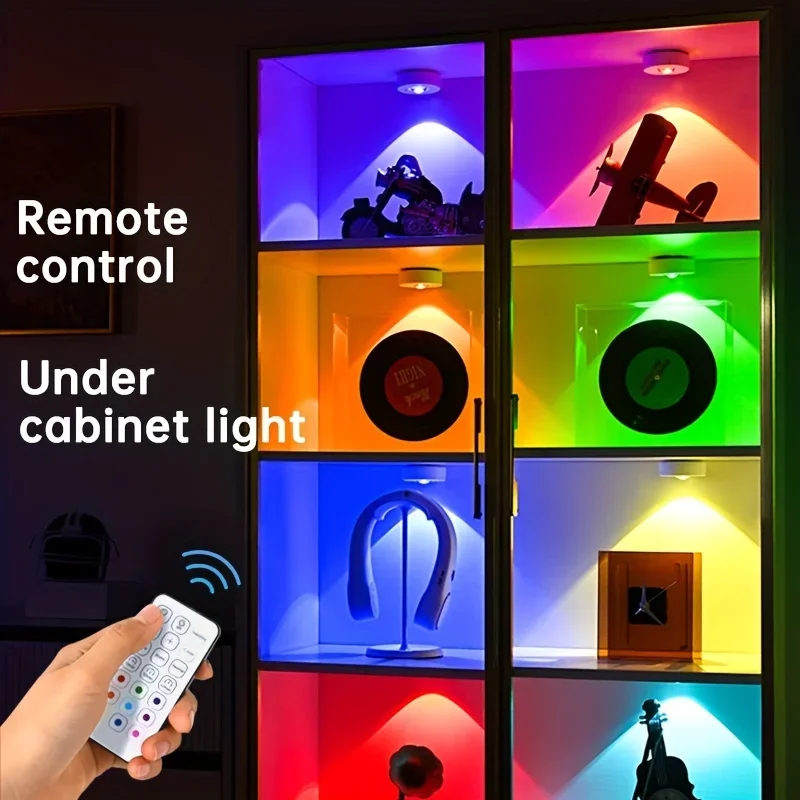 LED Night Lights RGB Wireless Cabinet Lamp 12 Color Type-C Rechargeable Remote Control For Room Bedside Pathway Cabinet Lighting