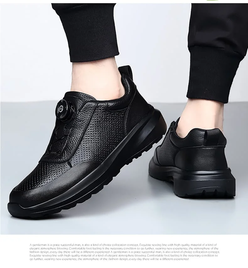 Sportliche Freizeitschuhe für Herren mit Automatikschnallen, bequeme Pendler-Schuhe, mehrlagiges Rindsleder, höhenvergrößerndes Innendesign – Detail 23
