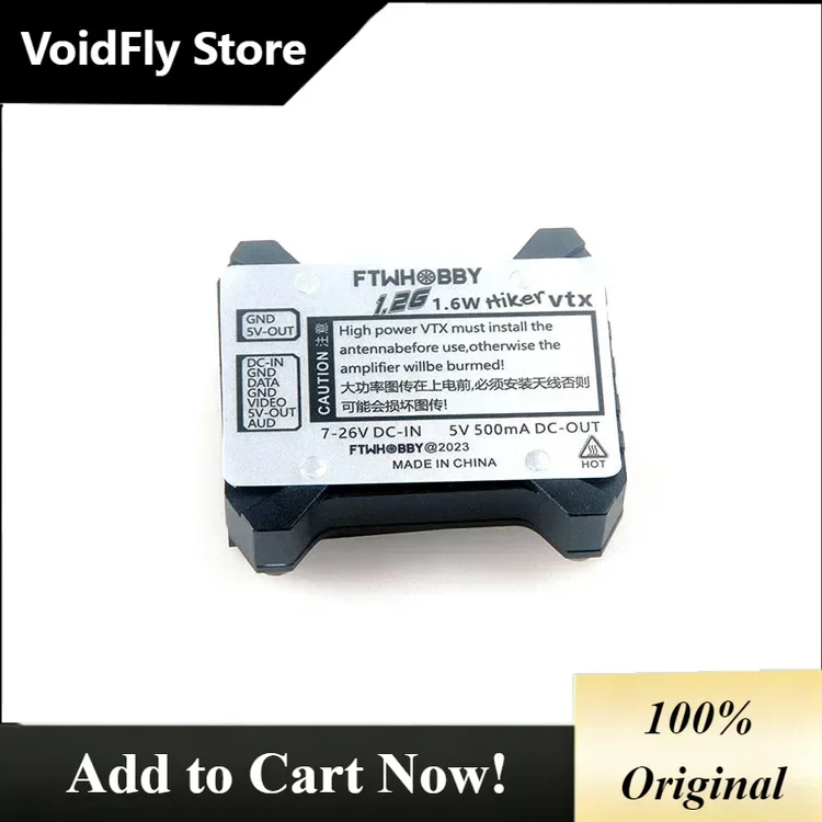 VoidFly FTWHobby Hiker Long Range FPV VTX 1.6W 1.2G 9CH LiPo Module for DIY FPV Parts 2 - 6S High Power Reliable Design