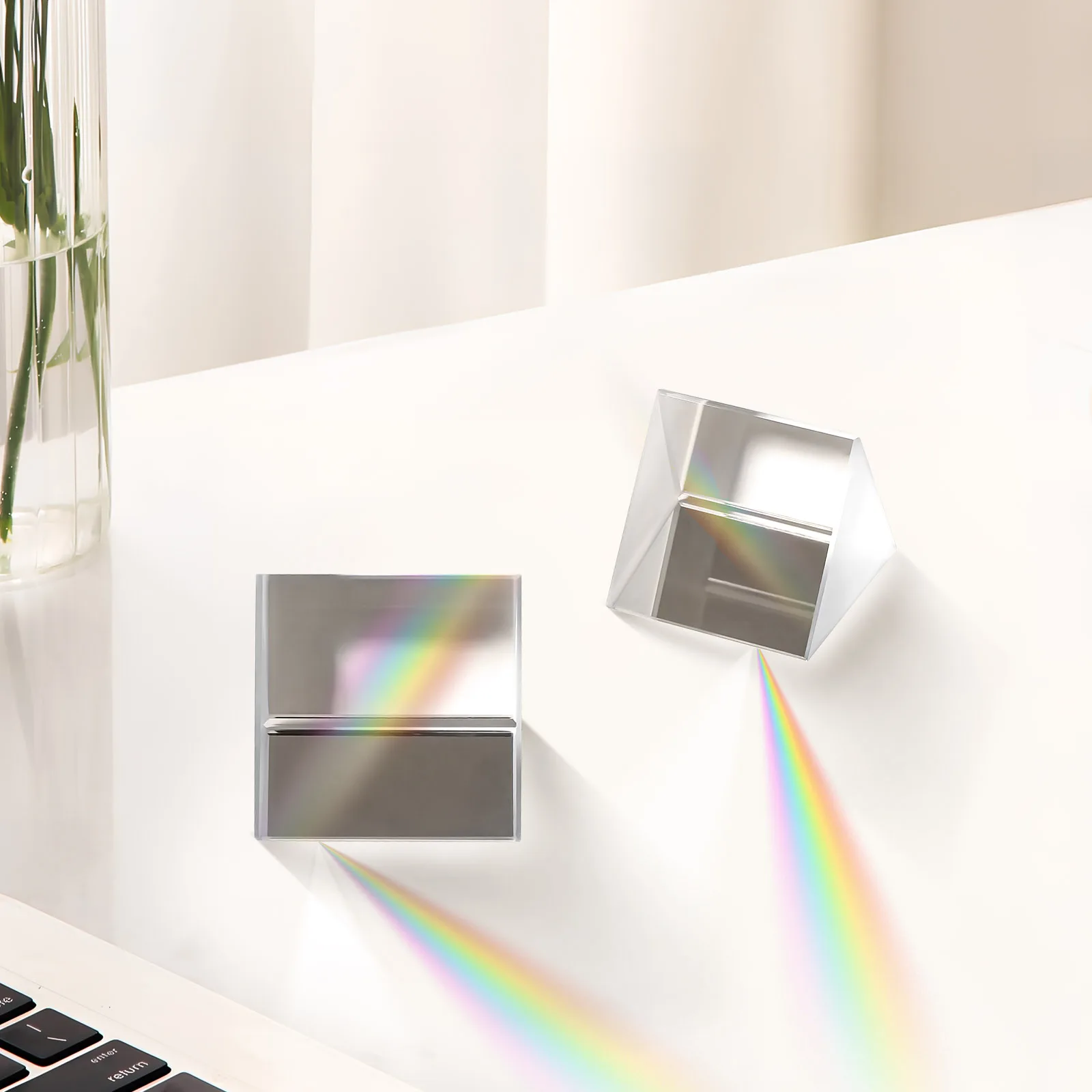 

4 pcs Clear Prism Glasses Crystal Physics Experiment Kit Crystal Physics Experiment Kit Cube Teaching Optical Toy