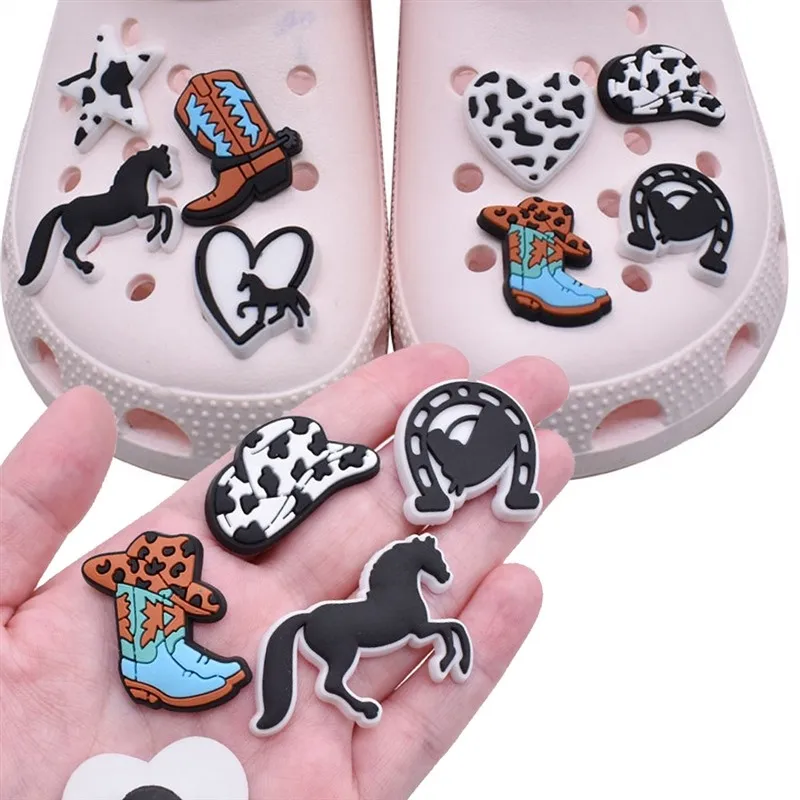 Alfileres de piezas para Crocs, accesorios para zapatos, decoración de vaquero, sandalias vaqueras, hebilla, recuerdos para niños, insignias, regalo para niños y niñas, 1 ud.