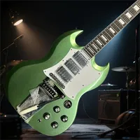 Free Shipping Light Green SG Electric Guitar Fingerboard Mahogany Body Electric Guitar Tuilp Tuners Chrome Hardware