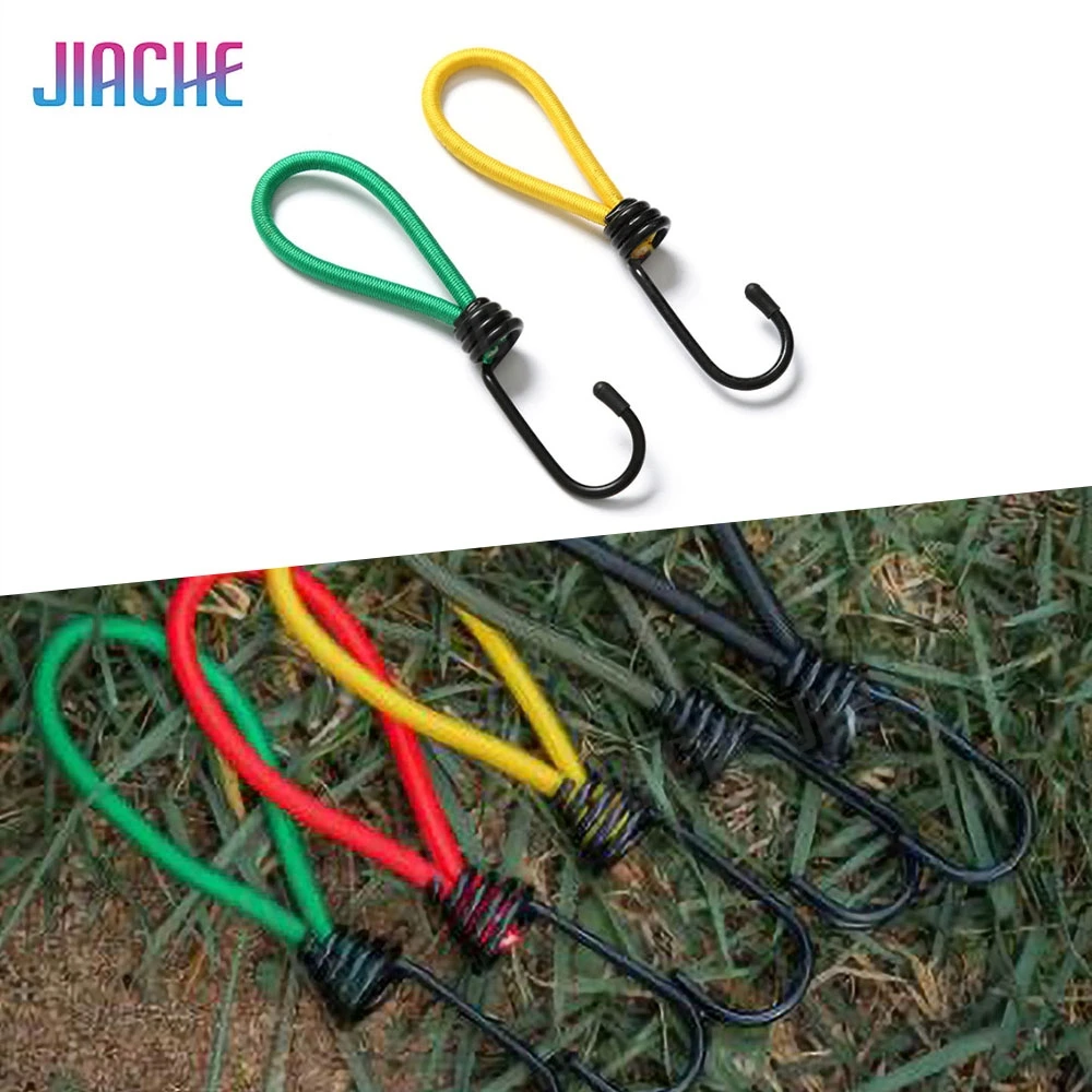 

1Pcs Elastic Rope Buckle Strap with Hooks Rubber Tension Rope for Camping Outdoor Tying Down Tarpaulins Cover Yellow Green