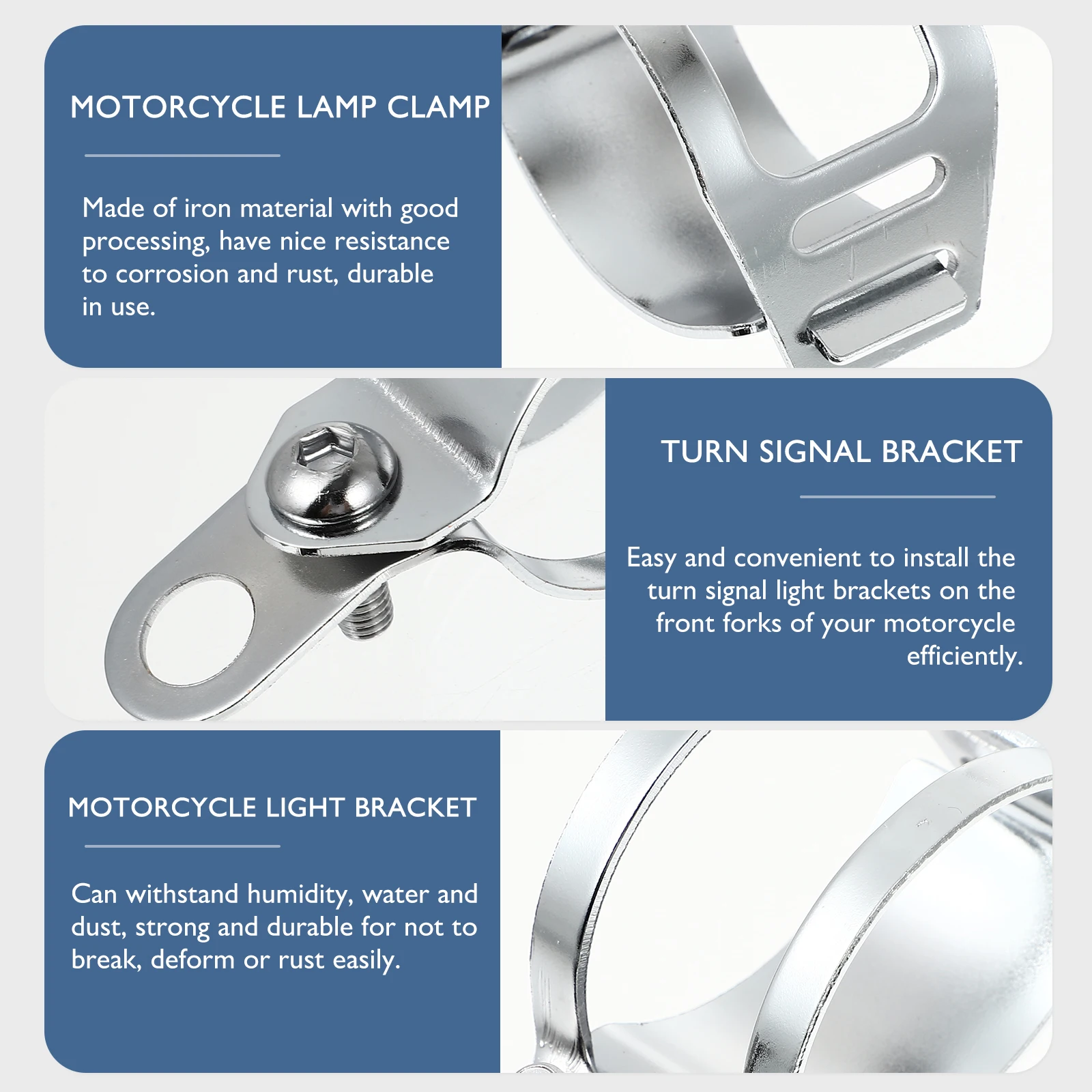 

2pcs Motorcycle Turn Signal Brackets Light Mount Durable Iron Lamp Clamps For Front Forks Strong Waterproof Handlebar Mount