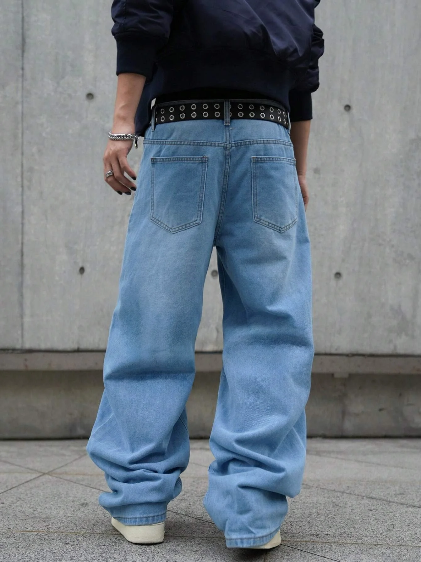 Men's Trendy Y2K Streetwear Jeans,Washed And Distressed Loose-Fitting Wide Fashion Denim Trousers For Men,Versatile Casual Pants