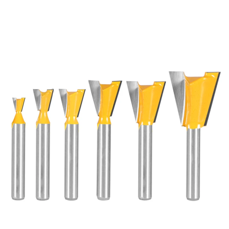 ALLSOME 6 Pcs 6mm Shank Dovetail Joint Router Bits Set Woodworking Engraving Bit Milling Cutter For Carpenter Grooving Tool