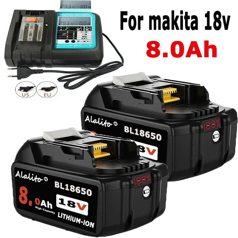 Batería recargable con pantalla LED para Makita, Pila de Iones de litio de 18V, 8.0Ah, , BL1840, BL1850, BL1830, novedad