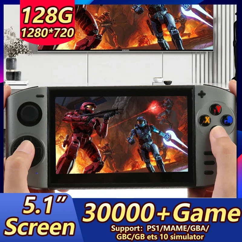 

NEW XY-09 Portable Retro Handheld Game Console 128G Memory 30000+Games 5.1"Screen 1280*720 Resolution For PS1 GBA Classic Arcade