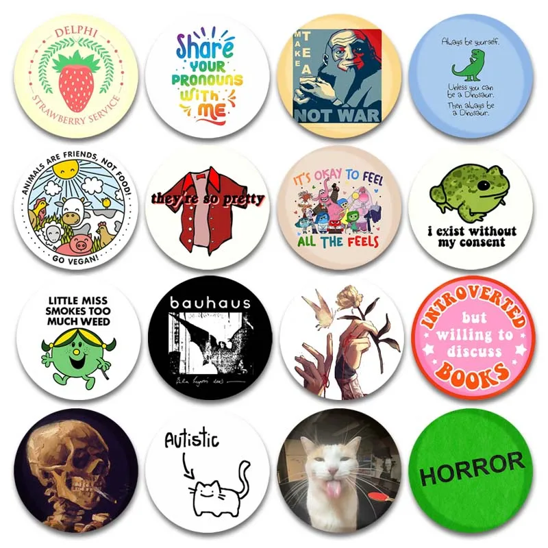 Funny Cat Meme Button Pins Creative Word Image Icon Badge  Handmade Tinplate Round Brooch on Backpack Jewelry Gifts for Friend