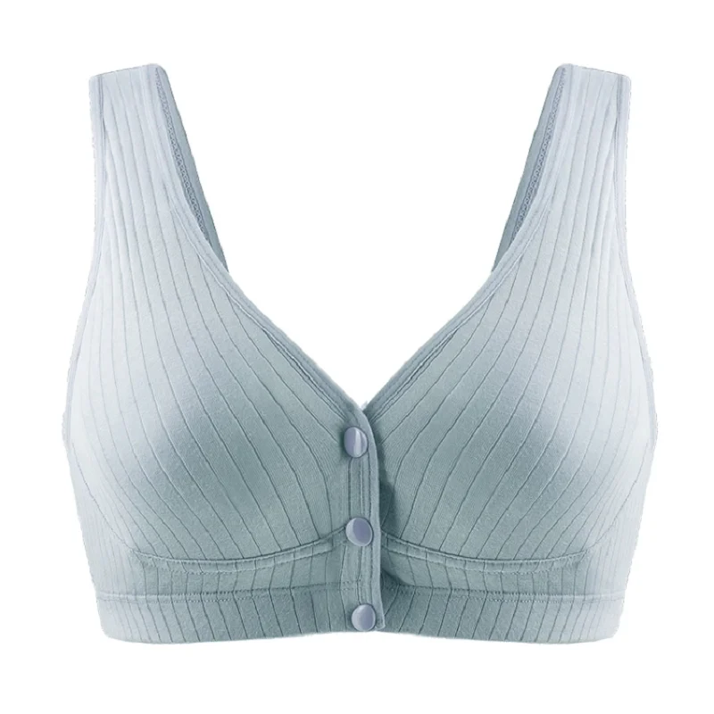 Pure Cotton Wireless Nursing Vest Bra Seamless Front Buckle Open Cup Maternity Breastfeeding Underwear Plus Size