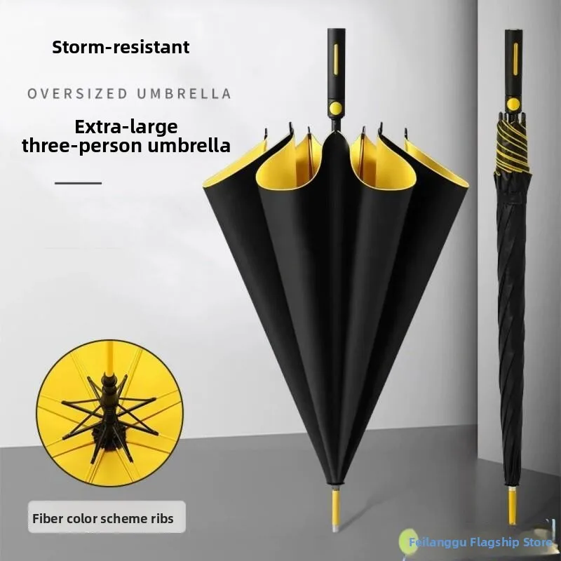 

Утолщенный большой автоматический зонт для гольфа для мужчин с длинной ручкой, ветрозащитный, непромокаемый, с цветной стойкой из нержавеющей стали