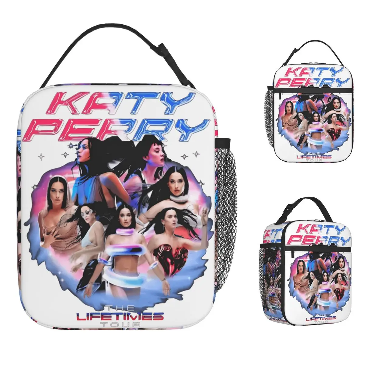 

Katyed Logo Perryed The Lifetimes Tour Lunch Bag Cute Lunch Box Picnic Thermal Tote Handbags For Child Oxford Print Cooler Bag