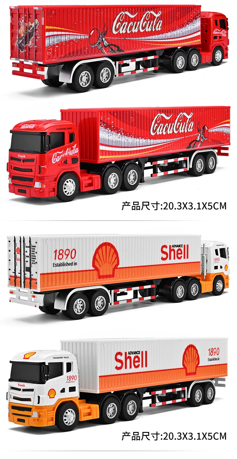 1:64 Kleiner Container-LKW mit Anhänger, Gulf-Version, Simulationsmodell aus Metall, Dekoartikel, Spielzeug, Sammlerstück, Geschenk für Jungen – Detail 7