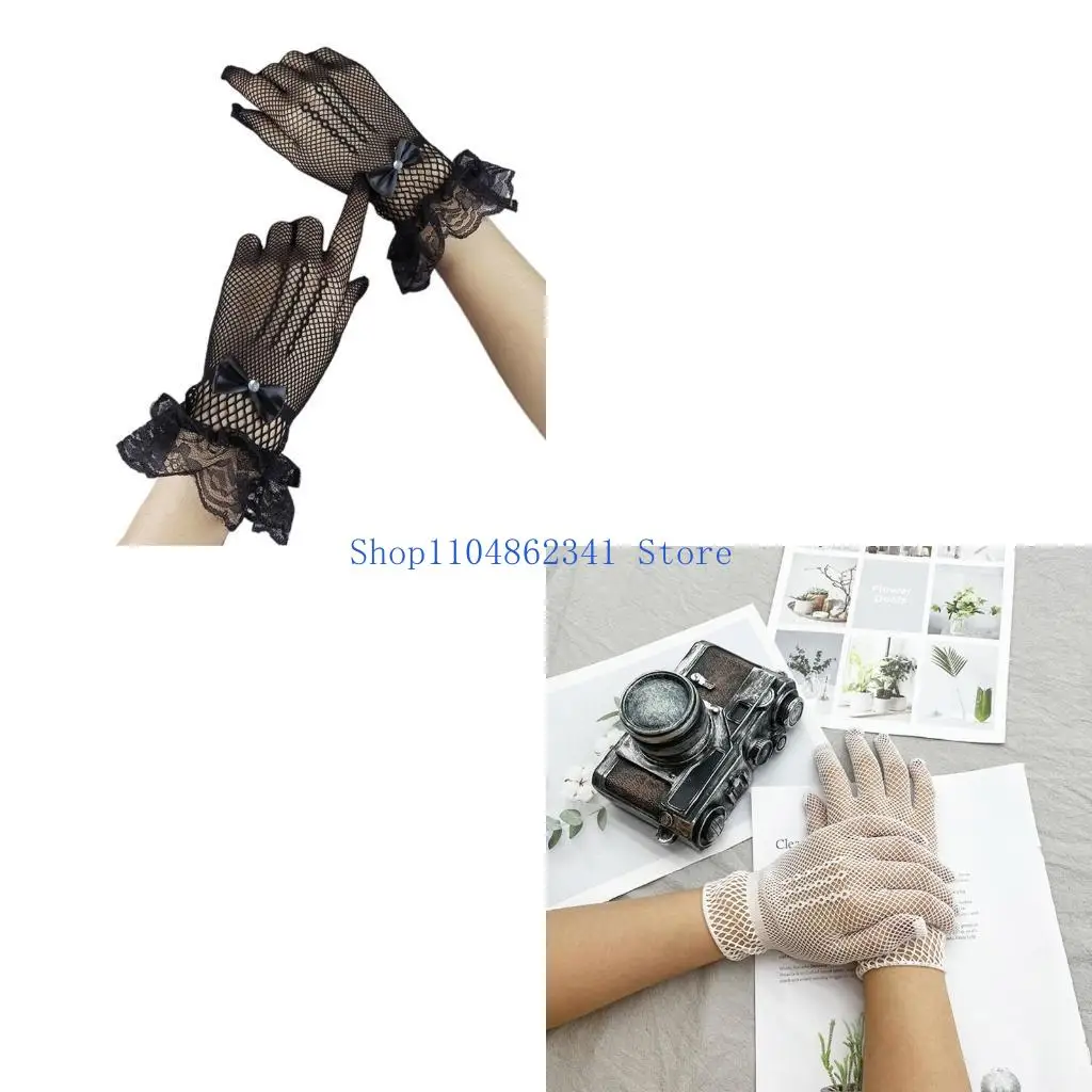 5asd sexy luvas malha elástica com preto branco plissado manguito bungee palco desempenho oco punk hip hop luvas