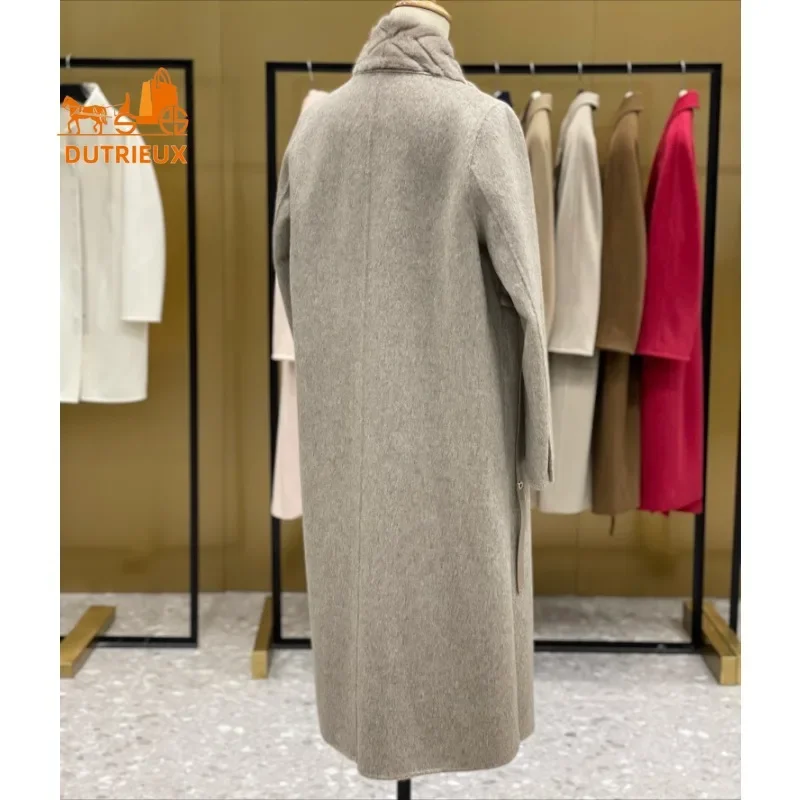 High-end 2024 New Women Long Mink Collar Cashmere Coat, Luxury Double-sided 100% Cashmere Wool Coat Winter Warm Jacket for Women