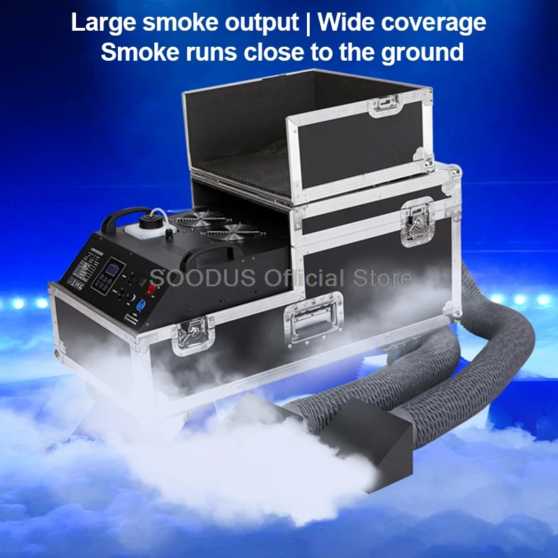 Smoke Machine Water Mist High Power Machine Dual Tube Ground Water Fog Machine for Stage Wedding Disco Party With Aviation Box