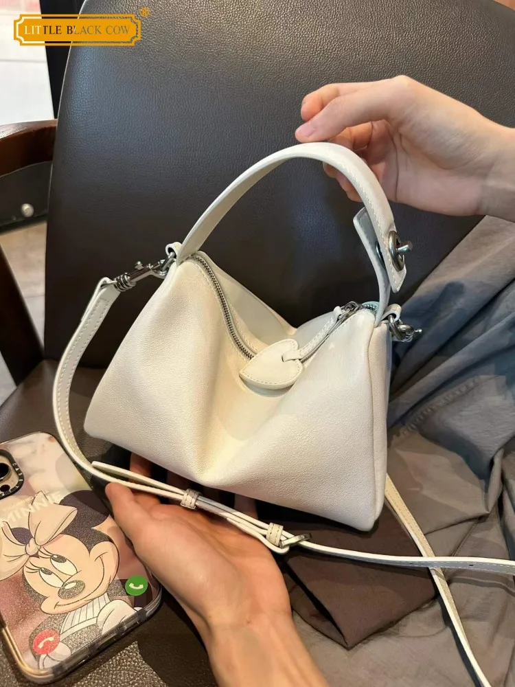 

Womens Zipper Genuine Leather Cloud Bag Designer Real Sheepskin Handbag Casual Crossbody Bag Fashion Female Single Shoulder Bags