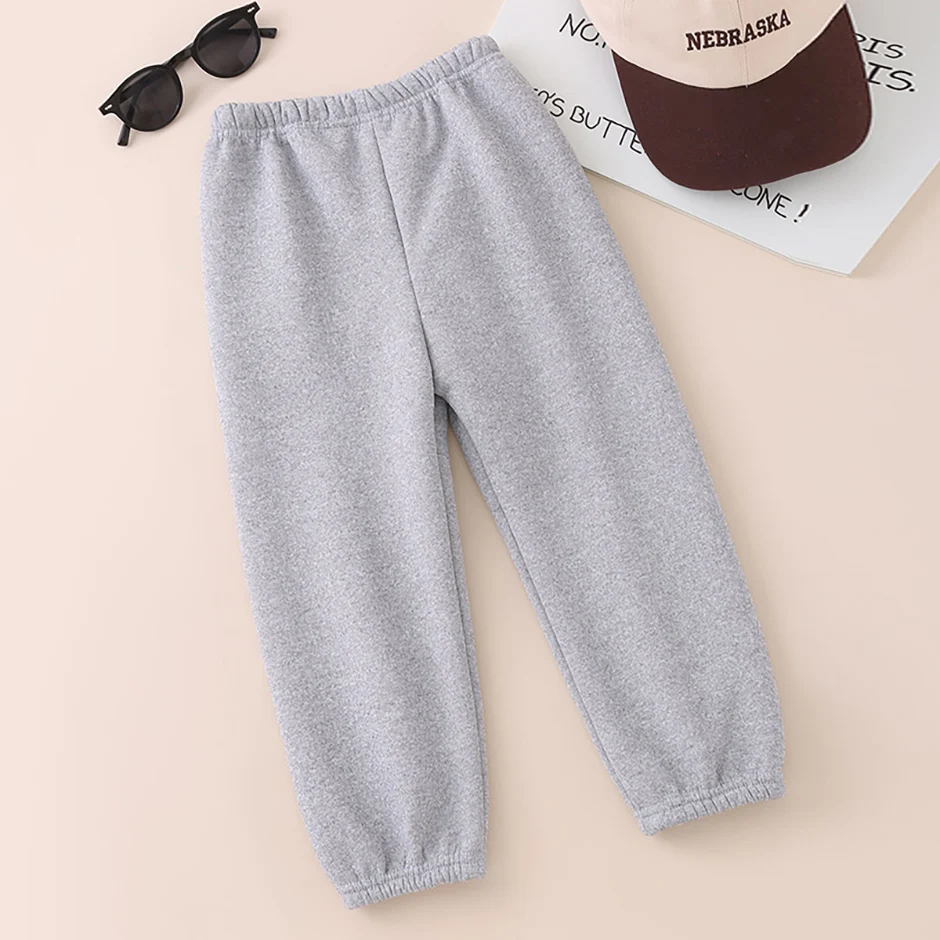 Herbst Und Winter kinder Korallen Fleece Verdickt Warme Einfarbig Sport Hosen Für Jungen Und Mädchen Beiläufige Laufende Jogginghose – Detail 16