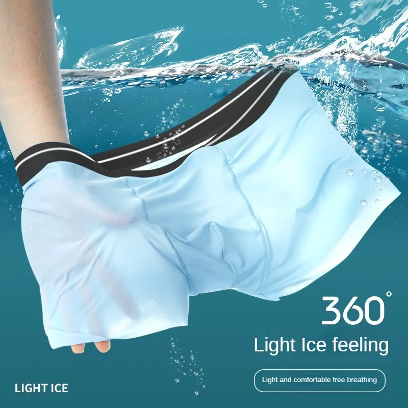 Pantalones cortos deportivos para hombre, bragas suaves y transpirables de seda de hielo sin huellas, bóxer de talla grande, ropa interior nueva para regalo
