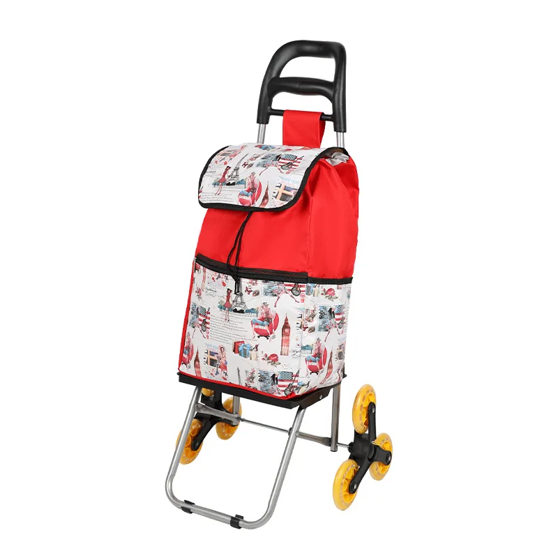 Portable shopping cart folding climbing small trolley light trolley home trailer luggage cart pull