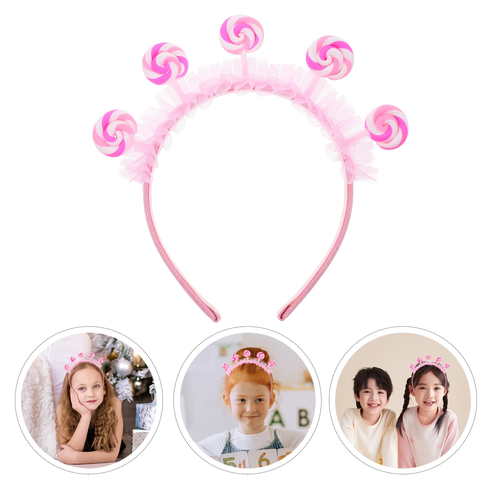 Children's Headband Candy Cane Accessories for Costume Lollipop Headbands Candyland Princess Themed Accessory