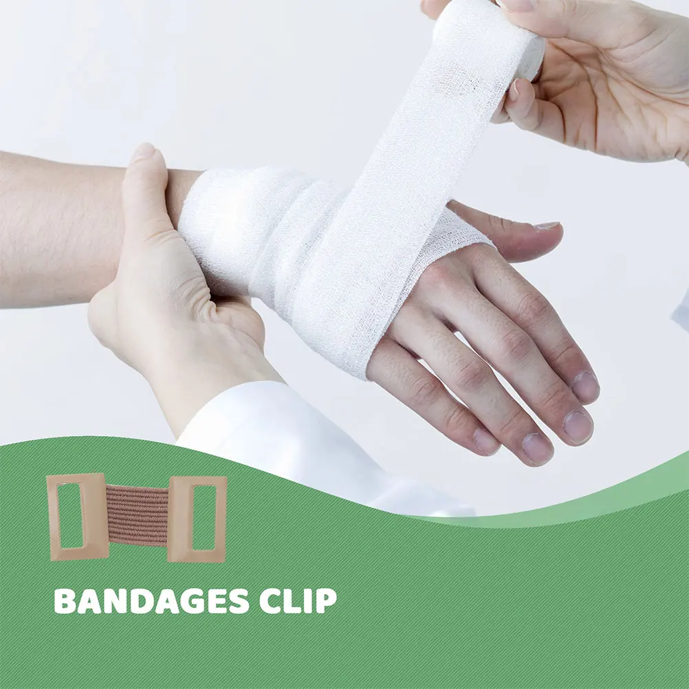 100pcs Aluminum Bandage Clips Light Brown Replacement Fastener Elastic Fixing Bandage Fastener Buckle Clamps for First Aid