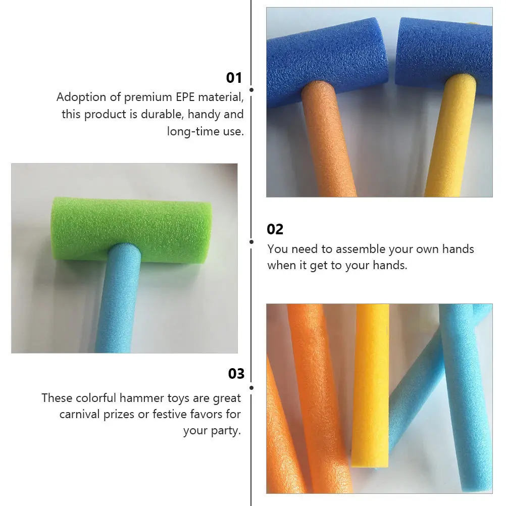 

4Pcs Durable Lightweight Foam Hammers Colorful Kids Activity Props Educational Party Favor Hammer Toy Hammer Toy for Kids