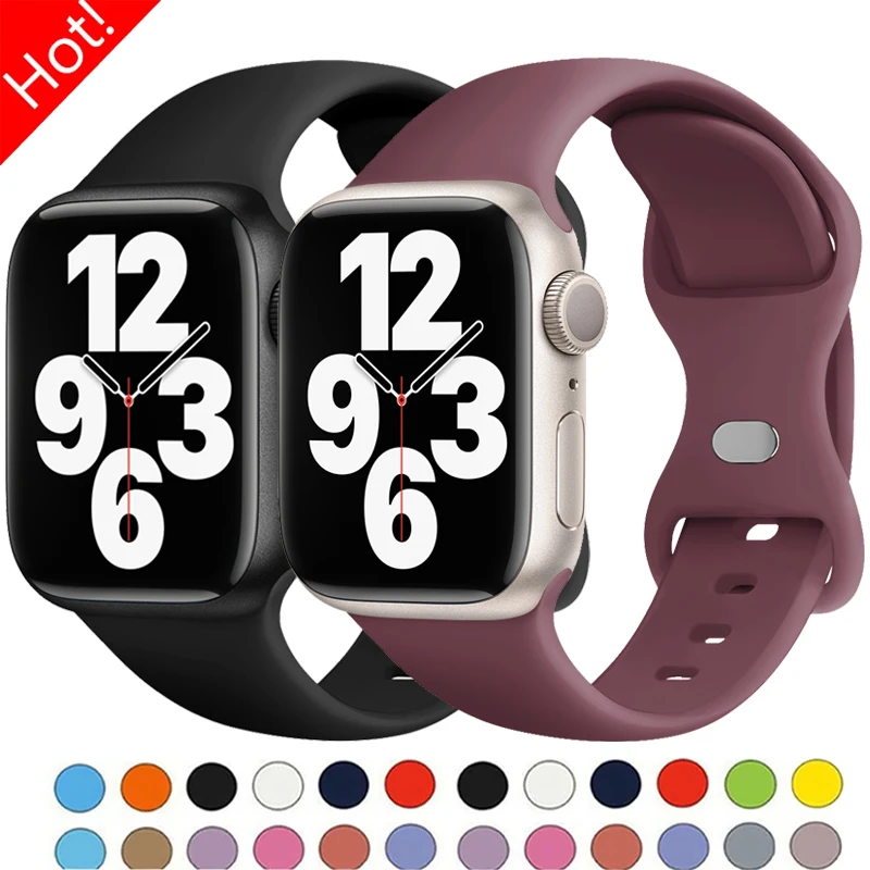 Strap For Apple Watch Ultra 2 Band 49mm 10 9 8 7 46mm 45mm 41mm Silicone Bracelet Wristband for iWatch 10 6 5 SE 44mm 42mm band