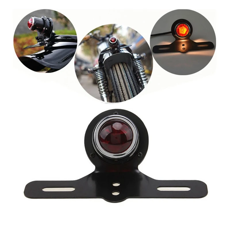 Modified Retro Universal Tail Light License Plate Brake Motorcycle Gem Tail Light Suitable For  Cruising Prince