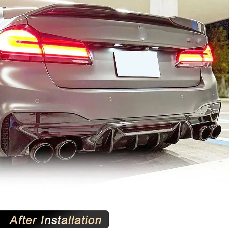 Car Rear Bumper Diffuser Lip Spoiler For BMW 5 Series F90 M5 2018-2020 Rear Diffuser Lip Apron Protector Body Kit Carbon Fiber