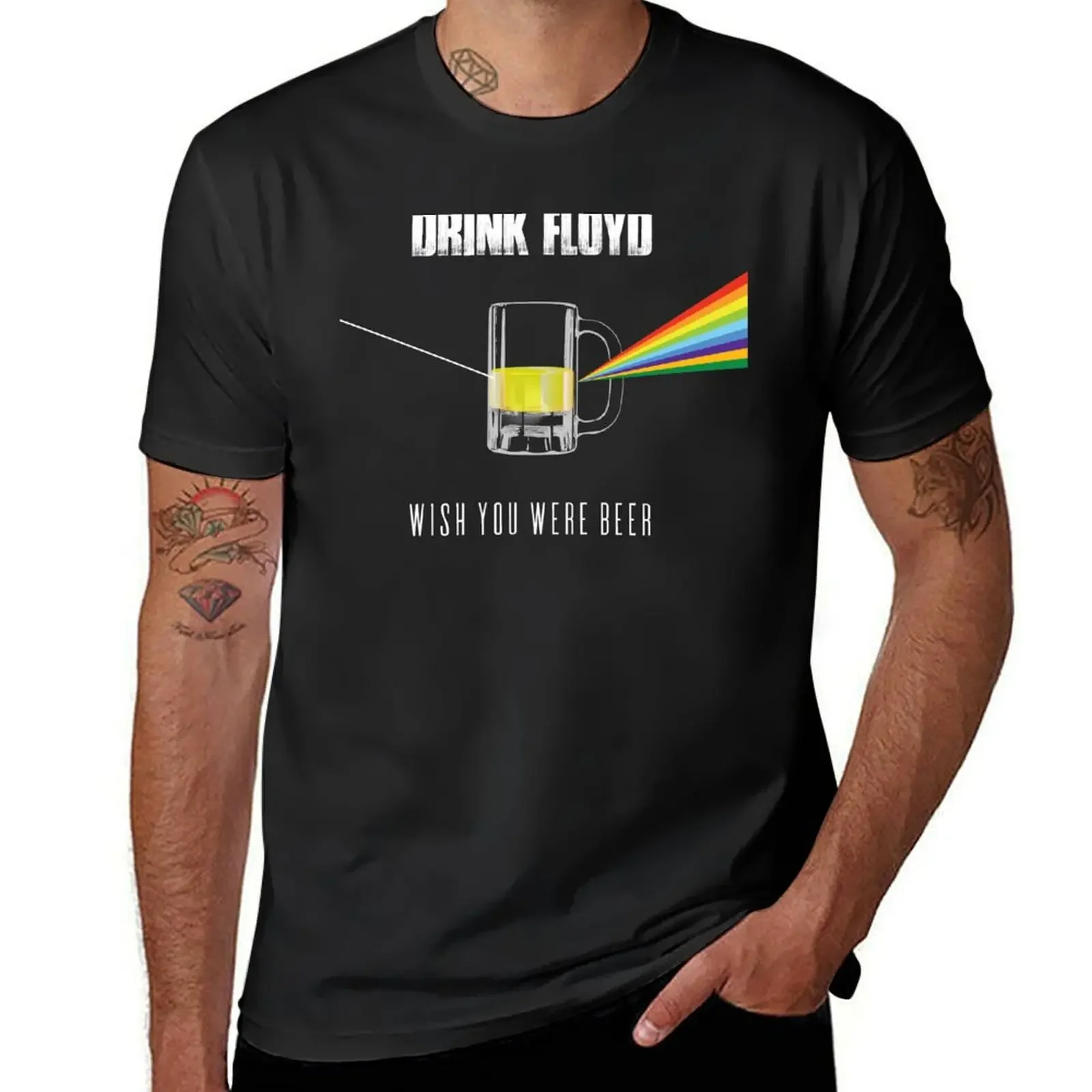 

Drink Floyd British Rock Band Wish You Were Beer Funny Music Design T-Shirt basketball graphic tees Short sleeve tee men