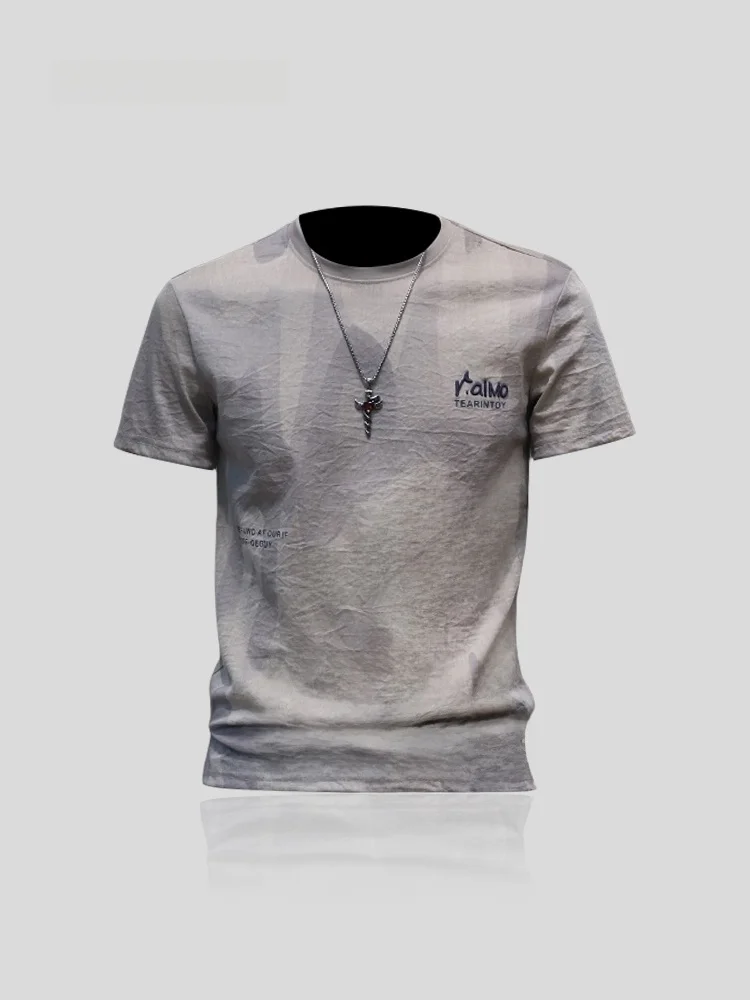 

Ice Silk Short Sleeve T-Shirt Men's round Neck Printed Slim Fit Breathable Summer New Arrival Fashion Sun Protection Clo...