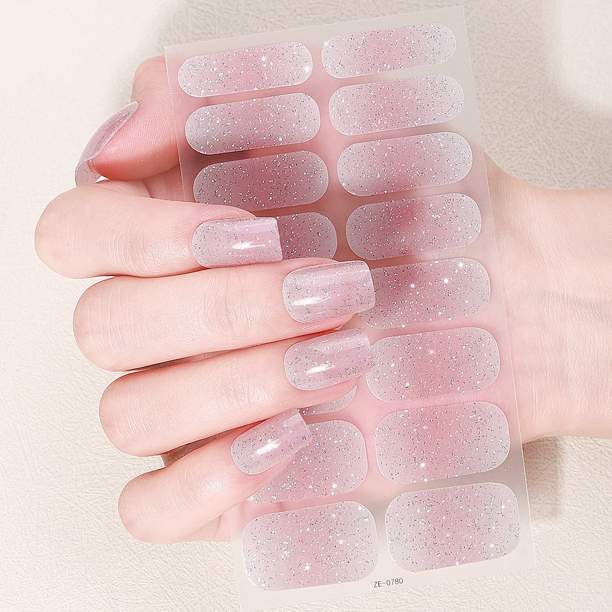 16Tips Gradient Baking-Free Nail Stickers Glitter Auroras Nail Polish Strips Full Cover Manicure Decoration Nail Art Decals