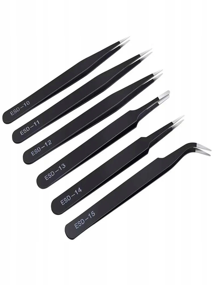 

6PCS Anti-Static Stainless Steel Tweezers Set Maintenance Repair Tool Kit Anti Stati c Model Making Tool Hand Tool Set