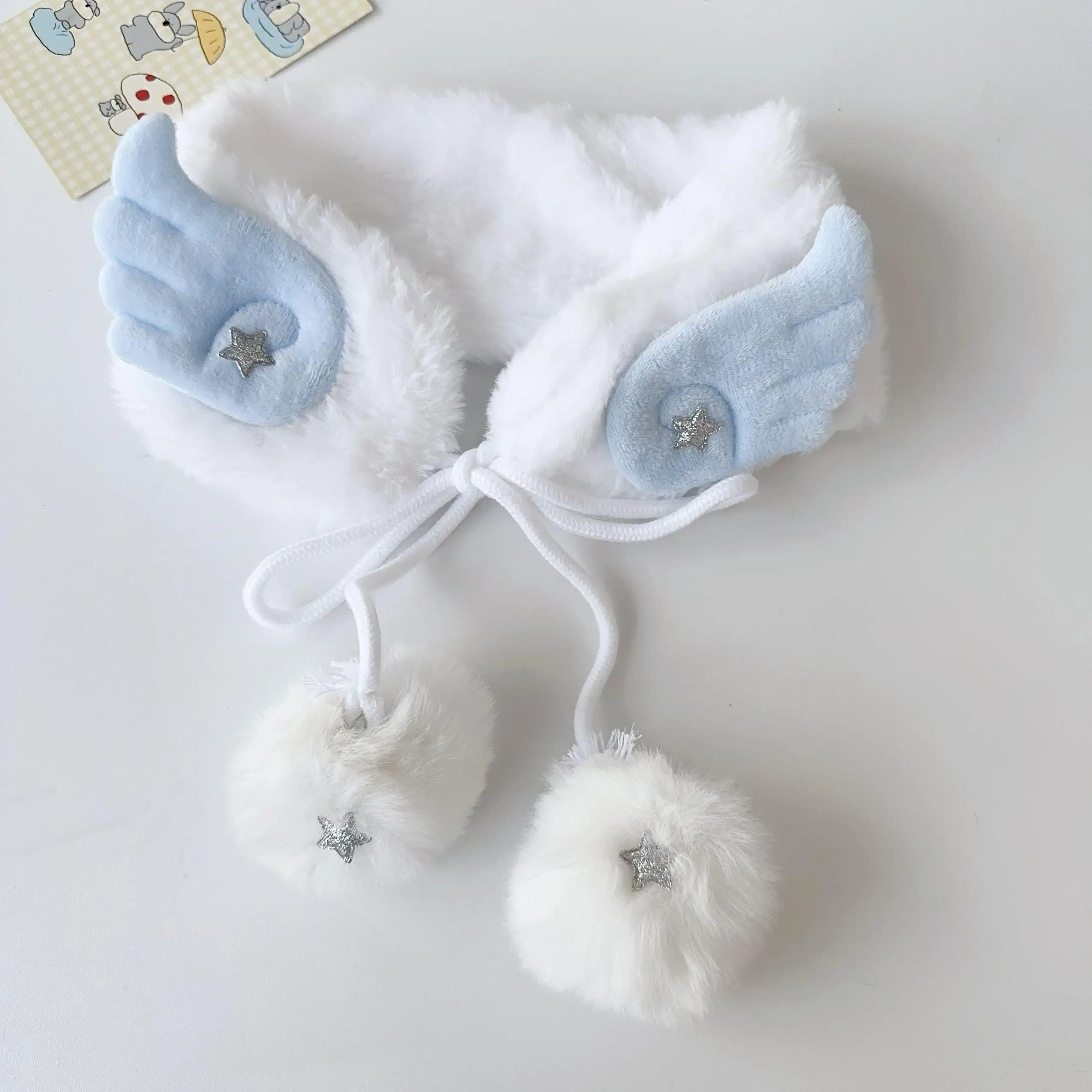 اليابانية أجنحة الملاك أفخم وشاح الكورية Ins نمط ثقافة فرعية Y2K الحلو لطيف وشاح دافئ يندبروف في الهواء الطلق الفراء وشاح