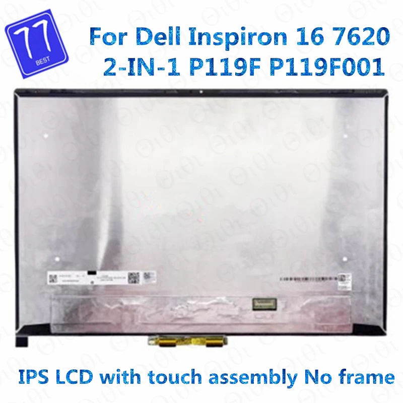 Conjunto de Ecrã Tátil LCD, WUXGA, IPS, LED, Dell, Inspiron 16, 7620, P119F, P119F001, 1920x1200, 30 pinos, 60Hz, 16 ", 16"