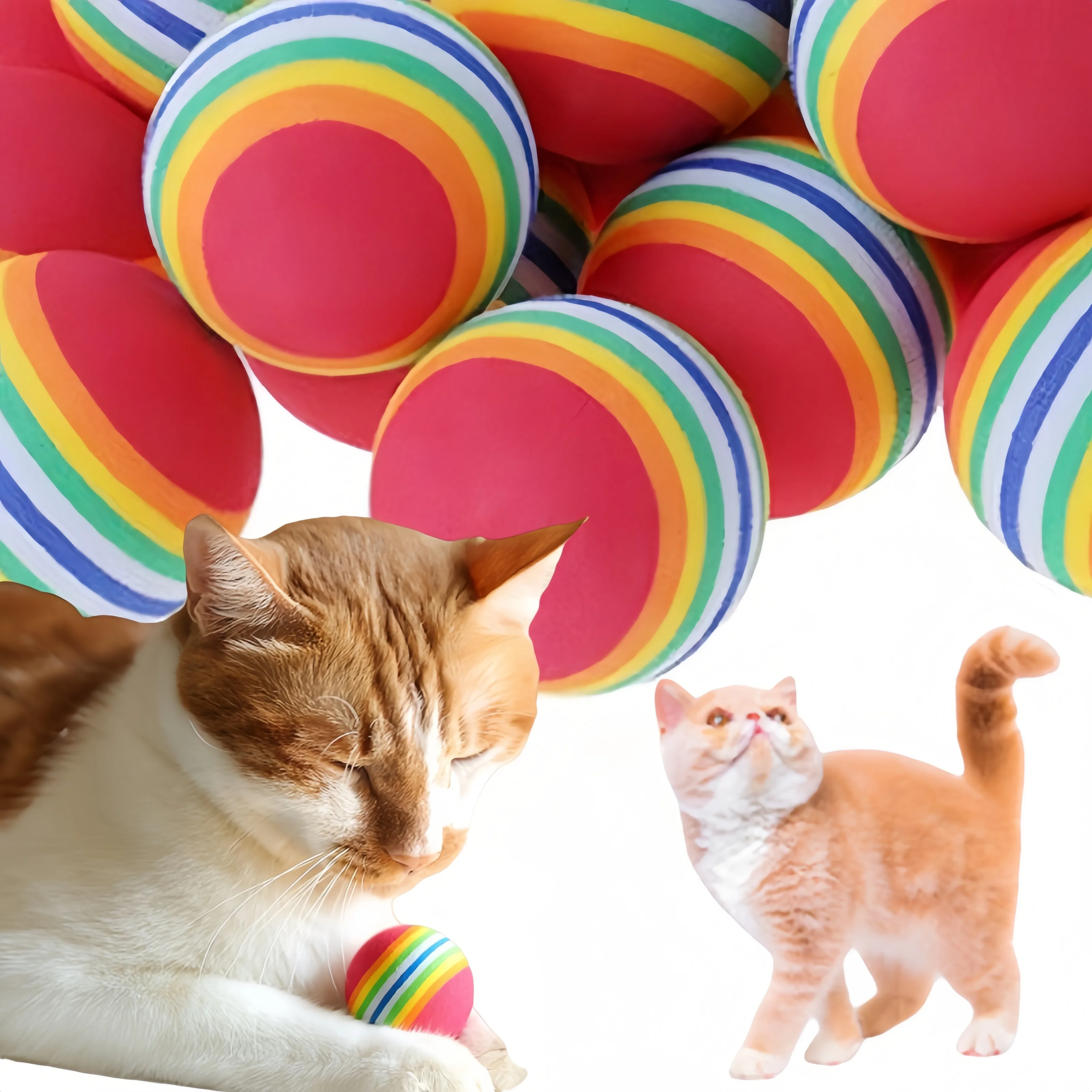 1/9 Stück Katzenspielbälle zur Selbstunterhaltung, Langeweilebekämpfung, Regenbogenfarben, Schaumstoff-Teasing-Bälle für Kätzchen, interaktive Spielzeuge, lustiges Haustiergeschenk – Detail 15