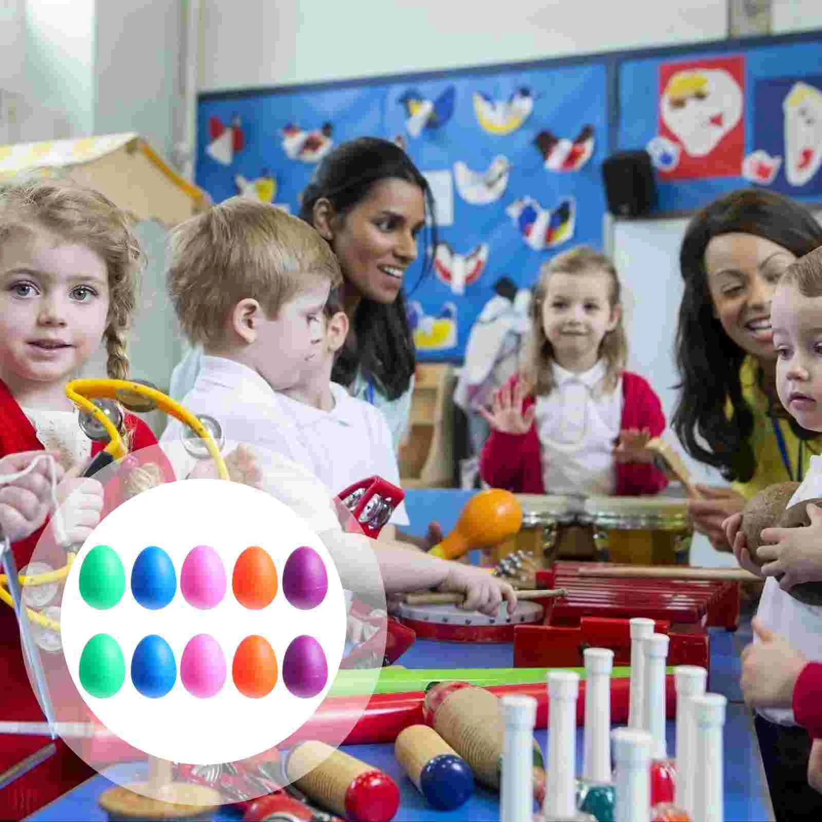 10 Uds. Instrumento Musical ayuda para la enseñanza temprana juguete educativo de percusión para niños juego educativo Maracas de plástico