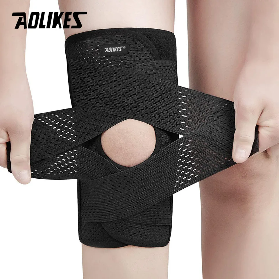 AOLIKES 1 pièces genouillère pour la douleur au genou Compression genouillère avec tissu Air maille stabilisateurs latéraux soulagement de l'arthrite ACL